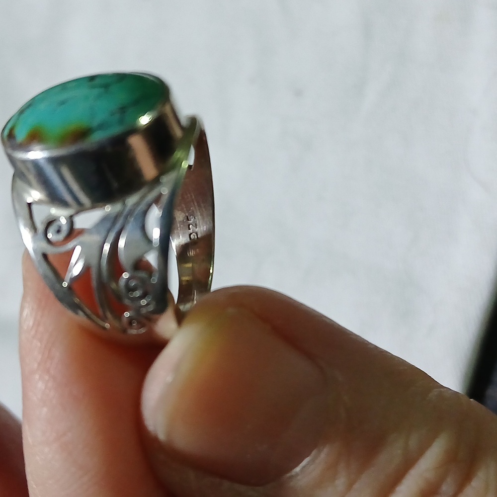 💍 Navajo Sterling Silver Turquoise Ring Size 7 Boho Southwest Chic - Picture 4 of 6